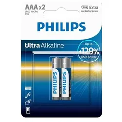 1x2 Philips Ultra Alkaline AAA Batterie