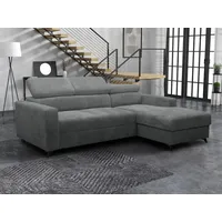 MIRJAN24 Ecksofa Milano Premium Cord, mit Bettkasten und Schlaffunktion, Einstellbare Kopfstützen, L-Form grau