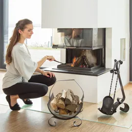 Relaxdays Kaminbesteck antik 4-tlg Gusseisen 0,57 m schwarz