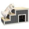 Haustiertreppe mit kleiner Hundehütte im Inneren grau, natur 79L x 38,5B x 45H cm