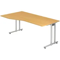 Bümö Schreibtisch Buche, Nachbildung,Buche, L-Form, 180x72x100 cm, FSC Mix,