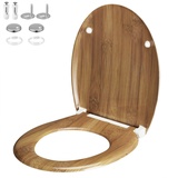 CASARIA WC Sitz Toilettendeckel Bambus - Duroplast Absenkautomatik Schnellbefestigung Bad Klobrille antibakteriell