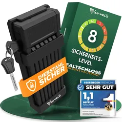 Faltschloss mit Schlüssel & Carbonstahl-Kern 85cm - Bestseller,oft gekauft,Zubehör