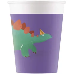 Procos - Dinosaurier - Pappbecher (200ml, 8 Stück, kompostierbar)