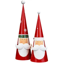 Haushalt International 2er Set Weihnachtsmann-Dekofiguren aus Metall