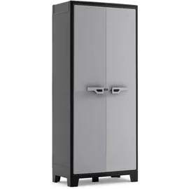 Keter Italia Titan Kunststoffschrank, hoch, schwarz/grau, 80 x 44 x 182 cm, inkl. 4 Einlegeböden mit je 30kg Tragkraft, für drinnen und draußen, UV- und wasserbeständig, aus 70% recycelten Materialien