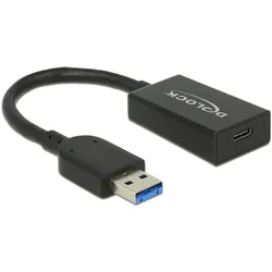 Delock Konverter USB 3.1 Gen 2 Typ-A Stecker ></noscript> USB Type-C Buchse Aktiv, schwarz, 15 cm