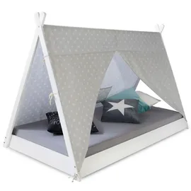 Homestyle4u Kinderbett TIPI 90 x 200 cm Kiefer massiv weiß