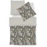 FLEURESSE Interlook Jersey Bettwäsche Blätter mehrfarbig 135 x 200 cm + 80 x 80 cm