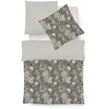 FLEURESSE Interlook Jersey Bettwäsche Blätter mehrfarbig 135 x 200 cm + 80 x 80 cm