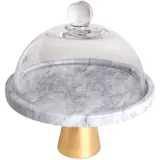 Intirilife Kuchenplatte mit Glas Haube Tortenständer in Weiß - Grau - Gold | Gr.: onesize