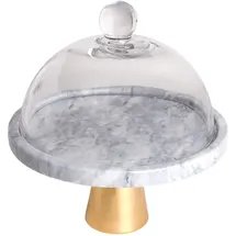 Intirilife Kuchenplatte mit Glas Haube Tortenständer in Weiß - Grau - Gold | Gr.: onesize
