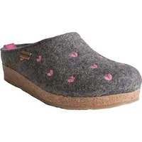 Haflinger Damen Pantoffel Hausschuh Wolle Grizzly Cuoricini 741031, Größe:42 EU