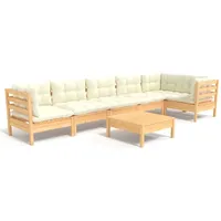 vidaXL Garten-Lounge-Set 7-tlg. creme Kiefernholz