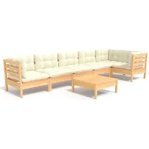 vidaXL Garten-Lounge-Set 7-tlg. creme Kiefernholz