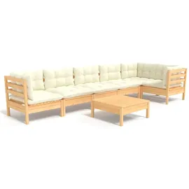 vidaXL Garten-Lounge-Set 7-tlg. creme Kiefernholz