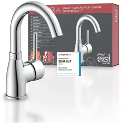 Waschtischarmatur EISL "Futura", grau (chromfarben), B:10cm T:13,2cm, Messing, Kunststoff, Armaturen, Niederdruckarmatur, mit Energiesparfunktion Cold Start, Mischbatterie