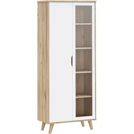Forte Vitrine Vankka 84,7 x 42 x 201,5 cm Beige/Weiß