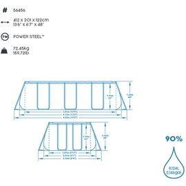 BESTWAY Power Steel Frame Pool Set 412 x 201 x 122 cm inkl. Filterpumpe