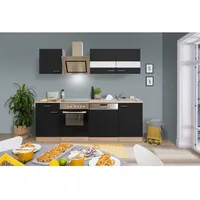 Respekta Küchenzeile Merle 220 cm schwarz