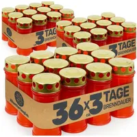 Gravidus Grabkerze Grabkerze rot mit 3 Tagen Brenndauer Made in Germany (36-tlg) rot