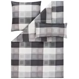 Estella Bettwäsche Mako Satin Armando 155x200+Kissen 80x80 40x80 Karo anthrazit, Baumwolle, 3 teilig, mako satin bettwäsche 155x200 sale warm baumwolle bettwäsche 155x200 grau