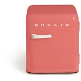 CREATE / RETRO FRIDGE 50 OFF WHITE/Kühlschrank in Terrakotta, Griff Cremeweiß / 85W, Minibar, eine Regalfläche, Retro-Design, 50cm, zwei Ablagen, 48L Fassungsvermögen, energiesparend, 50x44x49,8cm