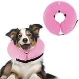 XIMEY Halskrause Hund, Halskrause Katze, Halskrausen Hunde, Aufblasbare Halskrause Hund, für den Postoperativen Schutz Kopf, Brust und Bauch (Rosa, M)