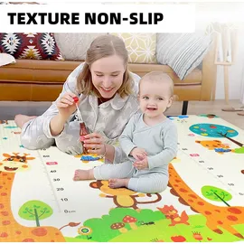 CCLIFE Krabbelmatte Spielmatte Baby Schadstofffrei 196x176x1cm Faltbar Spielunterlage Spielteppich Groß Rutschfest Beidseitig Tragbar Wasserdicht ... - Bunt