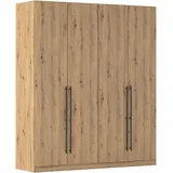 Kleiderschrank RAUCH "Drehtürenschrank Schrank Garderobe Wäscheschrank Schlafzimmer AVOLA", braun (eiche artisan), B:181cm H:229cm T:54cm, Holzwerkstoff, Schränke, Kleiderschrank, mit hochwertigen Stangengriffen in Schwarz aus Metall MADE IN GERMANY, Topseller