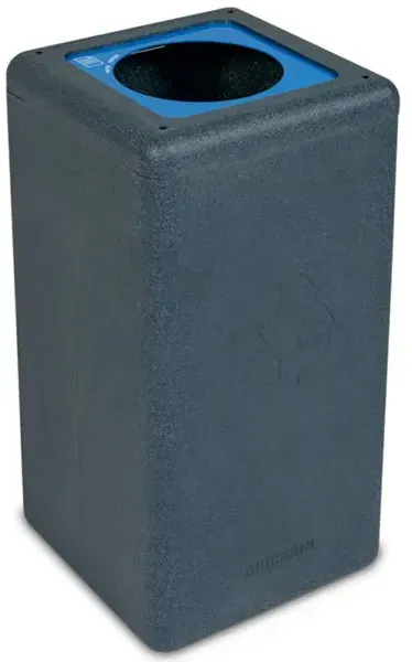 Mülltrennsystem BrickBin Papier Behälter grau blau 65 L integrierte Beutelhalterung, aus recyceltem Kunststoff