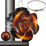 TechKen Kaminventilator,6 Flügel Ofenventilator Ohne Strom Kamin Ofen Ventilator Fireplace Stove Fan für Kaminofen Kaminlüfter Ofenlüfter Holzofenventilator Stromlos Wärmebetriebener Ofenventilator