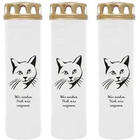 HS Candle Grabkerze GK-03859 (3-tlg), Grabkerze Brenndauer 170 Stunden mit Motiven
