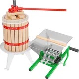 Wiltec Set 18L Obstpresse aus Buchenholz inkl. Presstuch Obstmühle 7L Trichter, Zur Herstellung von Saft Wein und Maische