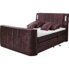 ed exciting design Dallas Boxspringbett 180x200 cm , inkl. Topper, LED-Beleuchtung, motorisierter TV-Halterung lila