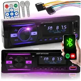 Athlix Auto Radio DAB+, Bluetooth, USB, Aux-Eingang, Sub-Out, Multicolour Autoradio (Freisprechfunktion, App-Steuerung, Schnellladung) schwarz