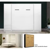 QMM TraumMöbel Schrankbett Wandbett modern vertikal GN 160 x 200 mit 2 Schränken (Set, 3-St) vertikal klappbar braun