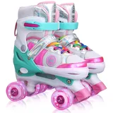 Rollschuhe Kinder Rollschuhe für Mädchen, Einstellbare Schlittschuhe mit Allen leuchtenden Rädern des Glanzspaßes für Kinder Alter 3-8 oder 6-12 Jahre alte Mädchen (M (EU32-36))