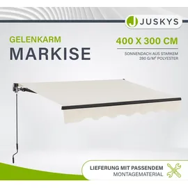 Juskys Gelenkarmmarkise 400 x 300 cm beige