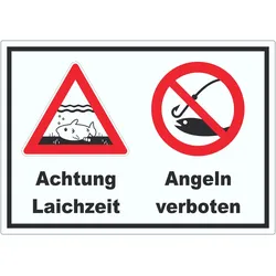 Achtung Laichzeit Angeln verboten Aufkleber A7 (74x105mm)