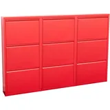 VCM ebuy24 Pisa Schuhschrank mit 9 Klappen in Metall Rot