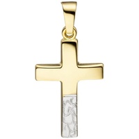 Schmuck Krone Kettenanhänger Anhänger Kreuz Kreuzanhänger Goldkreuz unten diamantiert 333 Gold Gelbgold, Gold 333