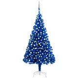 vidaXL Künstlicher Weihnachtsbaum mit LEDs & Kugeln Blau 210 cm