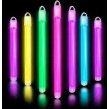 Glow Fever Leuchtstäbe - 15 cm Neon Glow in The Dark Knicklichter, Leuchten im Dunkeln, mit Endkappen und Band-Glow Stick Party Set für Games,Parties & draußen Party Dragon-Gemischt, 50 Stück