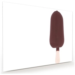 Primedeco Glasbild Wandbild Schokoladeneis mit Nüssen mit Aufhängung, Süsses braun 80 cm x 60 cm