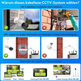 LuVision Dual WLAN Funk Video Überwachungssystem 10 Kanal Mini NVR 5MP Überwachungskamera Set Mikrofon Cloud 8 Kameras