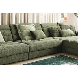 KAWOLA Ecksofa XL Lana Cord Recamiere rechts olivgrün