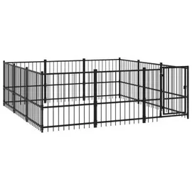 vidaXL Hundezwinger 8,47 m2 Stahl Schwarz