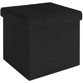 Intirilife Faltbare Sitzhocker 30x30x30 cm in PIANO SCHWARZ - Sitzwürfel mit Stauraum und Deckel aus Stoff mit Mulden - Sitzcube Fußablage Aufbewahr