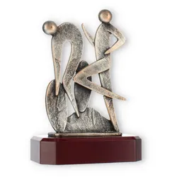 Pokal Zamakfigur Duathlon altgold auf mahagonifarbenen Holzsockel 19,3cm